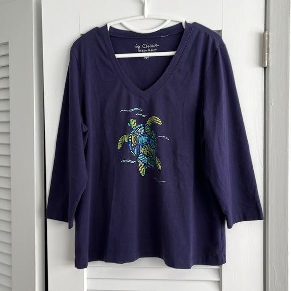 Chico’s 3/4 sleeve V-neck top - Picture 1 of 2